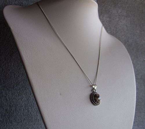 A BRAND NEW STERLING SILVER NECKLACE WITH A GREAT LOOKING CABOCHON GEM SET STERLING SILVER PENDANT !