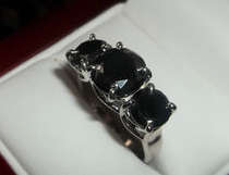 3 Ct natural Black Diamond Trilogy Engagement Ring - unique and beautiful!