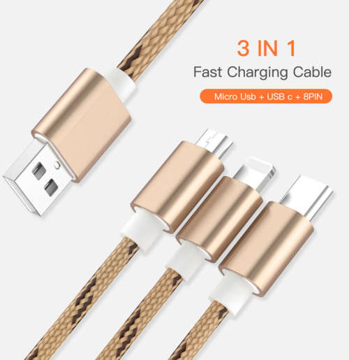 GOLD 3-in-1 USB charging cable