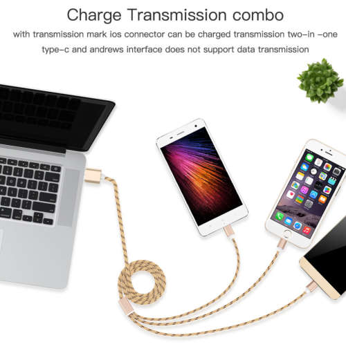 GOLD 3-in-1 USB charging cable