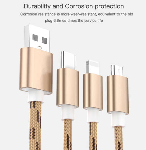 GOLD 3-in-1 USB charging cable