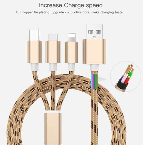 GOLD 3-in-1 USB charging cable