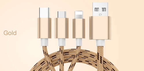 GOLD 3-in-1 USB charging cable
