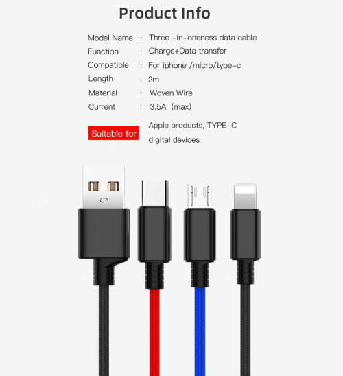 BLACK-in-1 USB charging cable