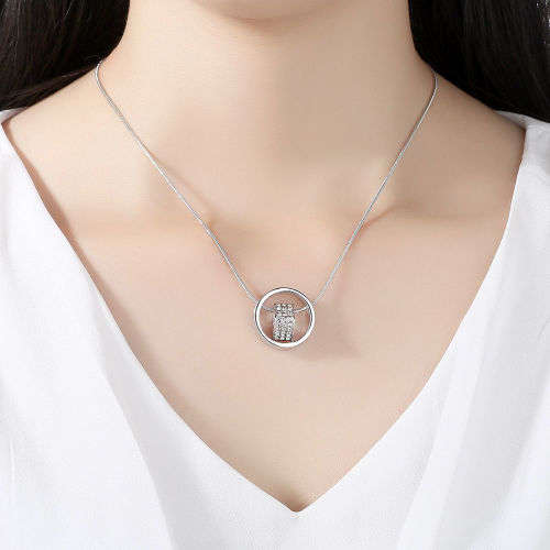 EXQUISITE!! 18K White Gold Plated Heart + Ring Pendant Necklace With Clear Precision-Cut Crystals
