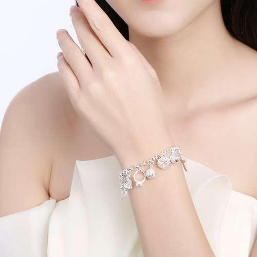 Stunning! 925 Silver-Filled Heart Ring Key Lock Moon Star Cross Anchor Charm Bracelet