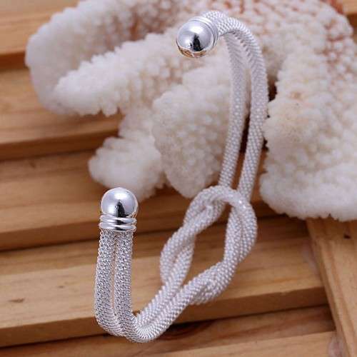 Beautiful! New 925 Sterling Silver Filled Open Cuff Eternity Knot Bangle - Adjustable