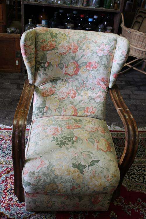 Vintage Floral Winback Armchair and Hammersmith Radiogram