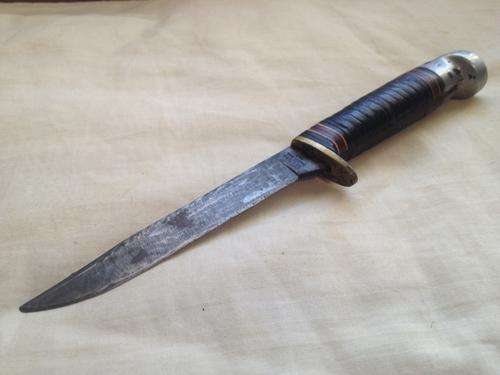 Western Boulder Leather stack handle USA fighting knife see condition