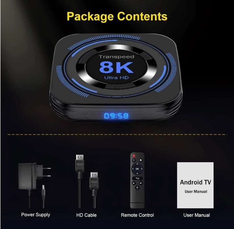Transpeed Android 12 TV BOX Allwinner H618 Dual Wifi 8K 64gb 4gb