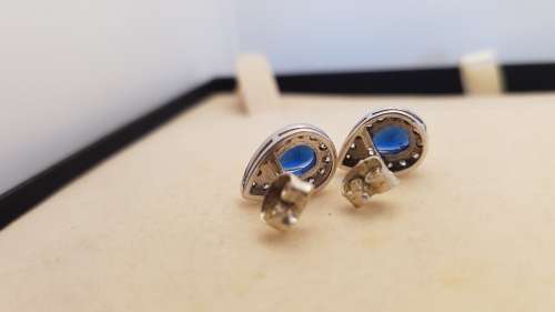 ***AKM - Genuine Silver pear shape earrings with blue & clear cubic zirconias - (NWJ) PRE- OWNED