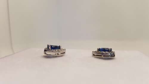 ***AKM - Genuine Silver pear shape earrings with blue & clear cubic zirconias - (NWJ) PRE- OWNED