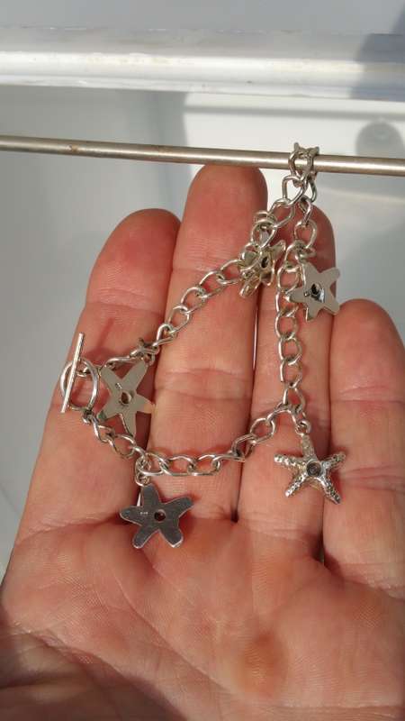 ***AKM - Handmade Silver Bracelet + 5 starfish charms***