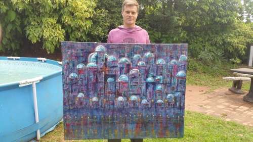 ***Allan Kuhnel (Artist) - R1800 - "BEHIND THE DOORS" - Of Marshmallow City***