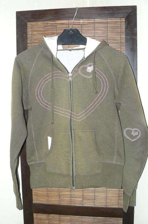 Brown and pink ladies fox hoodie - M