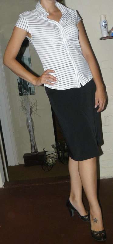 Black skirt and white button up top - Skirt 36, top 34