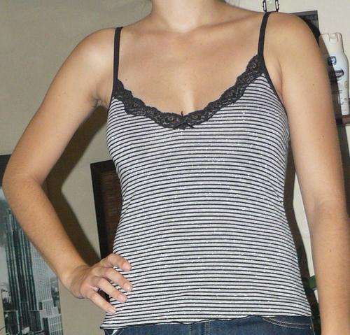 Black, white and silver cami top - Size M