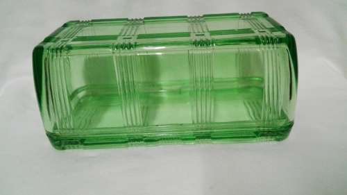 Uranium Glass Butter Dish