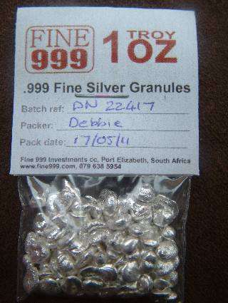1 Troy Ounce (31.1g) .999 Fine Silver Granules
