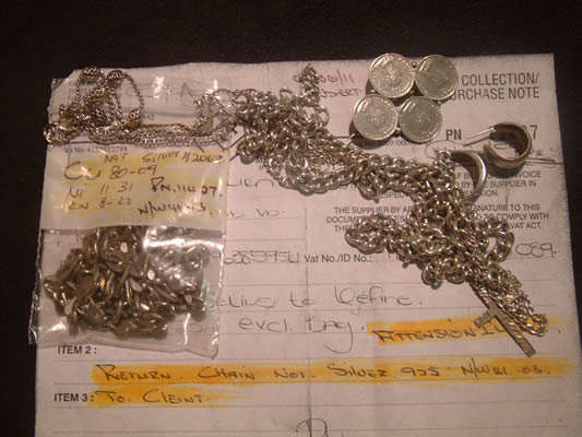 Copper Nickle (CuNi) supposedly silver curb chain.  (c) www.fine999.com