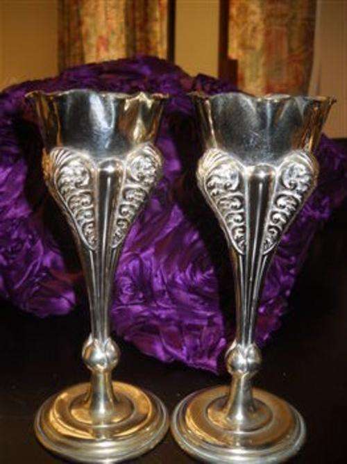 Lovely Victorian pair of EPNS vases