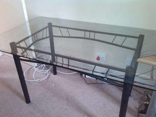 Glass topped table