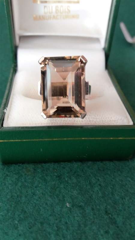 Vintage Sterling Silver And Large Smoky Topaz Ring