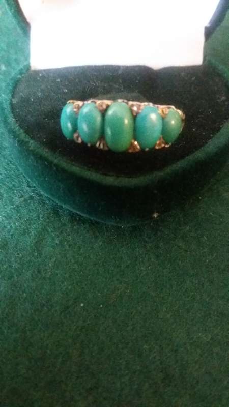 Antique Victorian 18ct Gold Turquoise And Diamond Ring