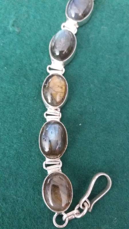 Labradorite and Silver Plated Bracelet