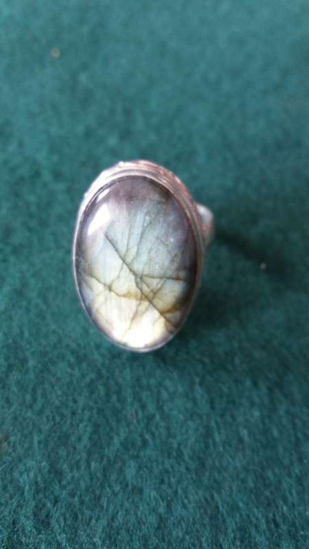 Large Labradorite And Silver Plated Ring
