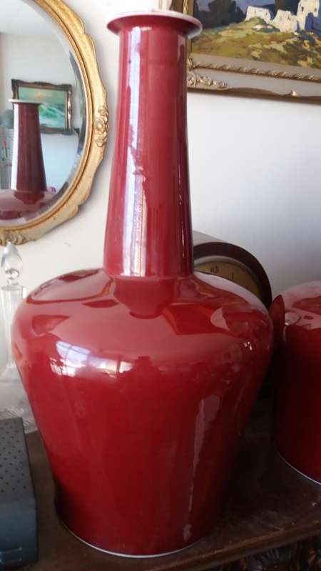 Large And Heavy Chinese Ox Blood Red Vase - (COLLECTION ONLY)