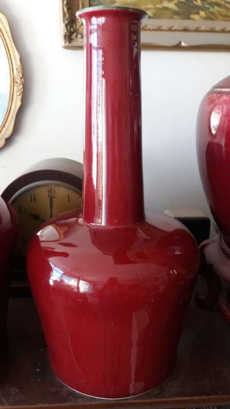 Large And Heavy Chinese Ox Blood Red Vase - (COLLECTION ONLY)