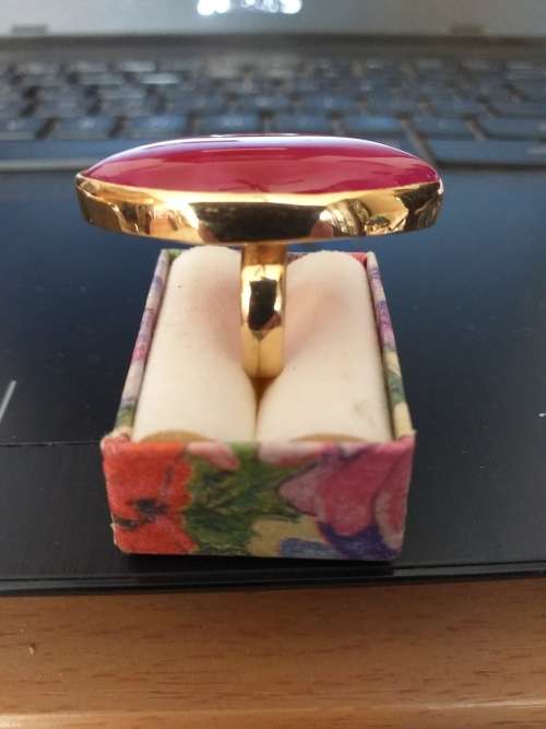 9ct Gold And Large Red Botswana Agate Ring