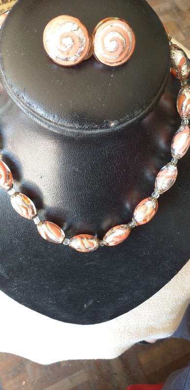 Vintage Murano Glass Necklace And Earrings Set
