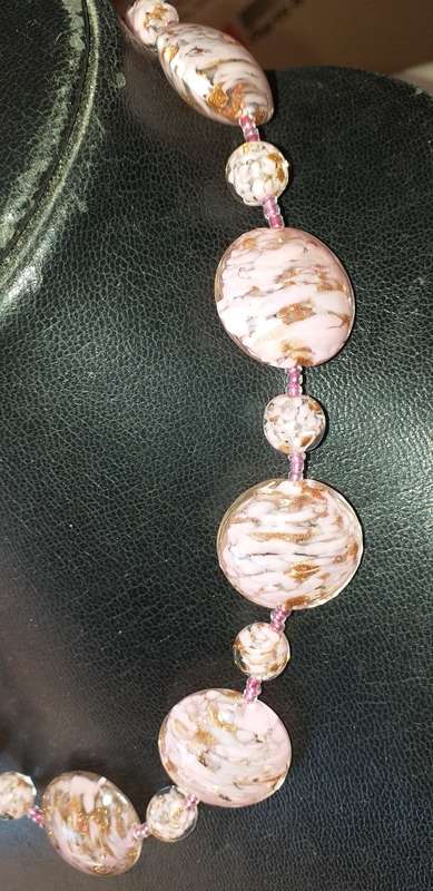 Vintage Pink Murano Glass Necklace