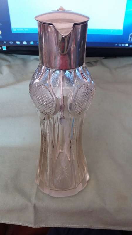 Rare Antique Austro-Hungarian 800 Silver And Cut Crystal Claret Jug