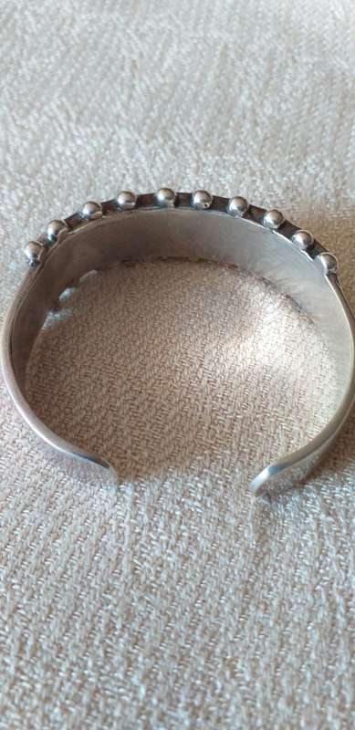 Vintage Sterling Silver And Blue Stones Cuff Bangle - (37.2g)