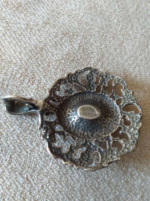 Vintage Silver Plated And White Paste Stone Enhancer Pendant