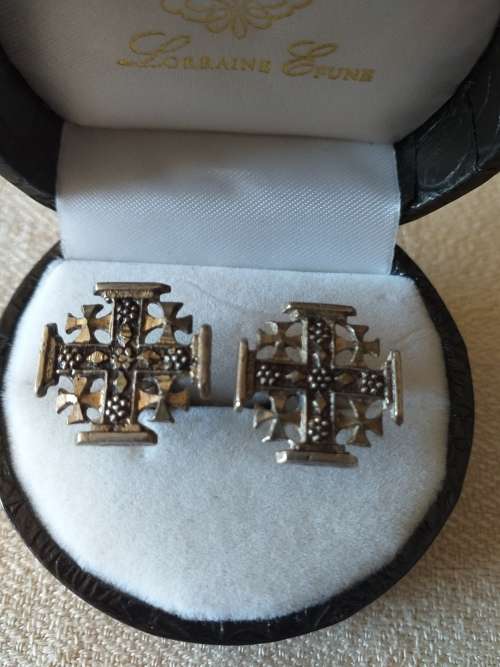 Vintage Pair Of Silver Cross Cufflinks