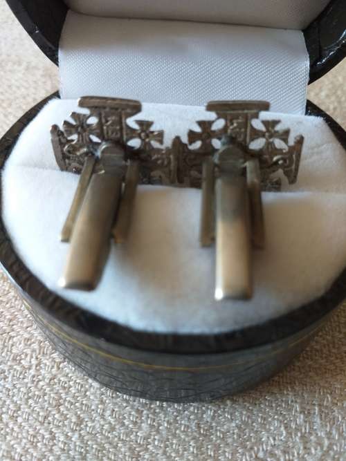 Vintage Pair Of Silver Cross Cufflinks