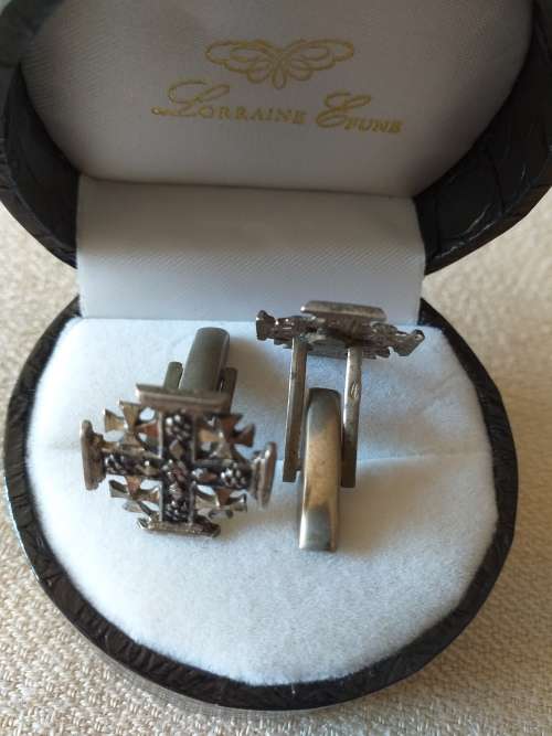 Vintage Pair Of Silver Cross Cufflinks