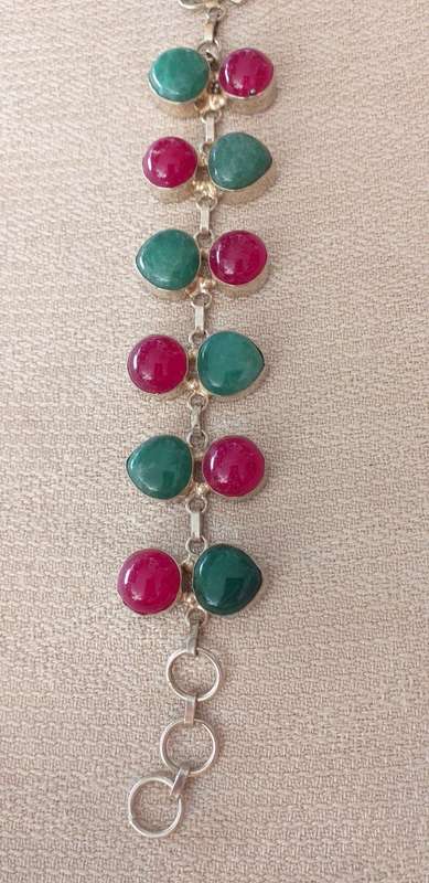 Genuine Emerald And Ruby Quartz Bracelet