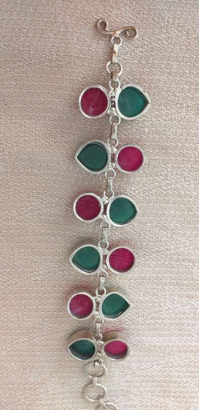 Genuine Emerald And Ruby Quartz Bracelet
