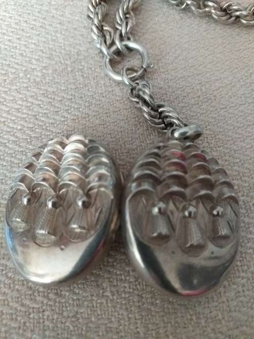 Antique Victorian Silver Book chain Collar Necklace And Locket