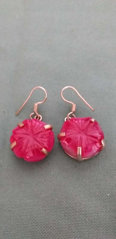 A Pair Of Ruby Quartz Gemstone Earrings