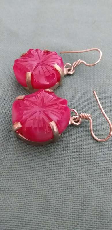 A Pair Of Ruby Quartz Gemstone Earrings