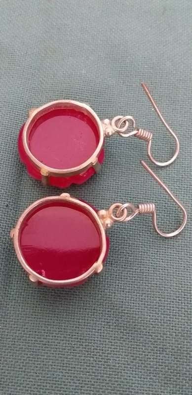 A Pair Of Ruby Quartz Gemstone Earrings