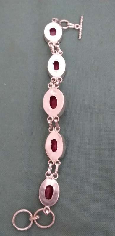 Ruby Quartz Gemstone Link Bracelet