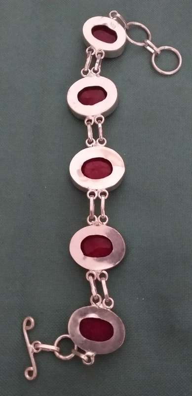 Ruby Quartz Gemstone Link Bracelet