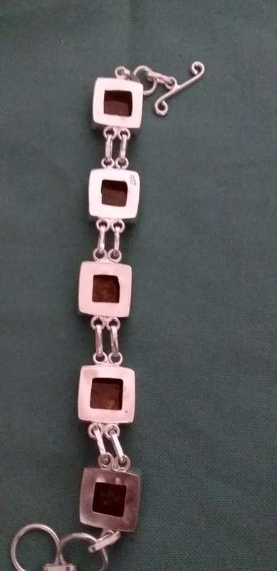 Square Cut Synthetic Amber Link Bracelet
